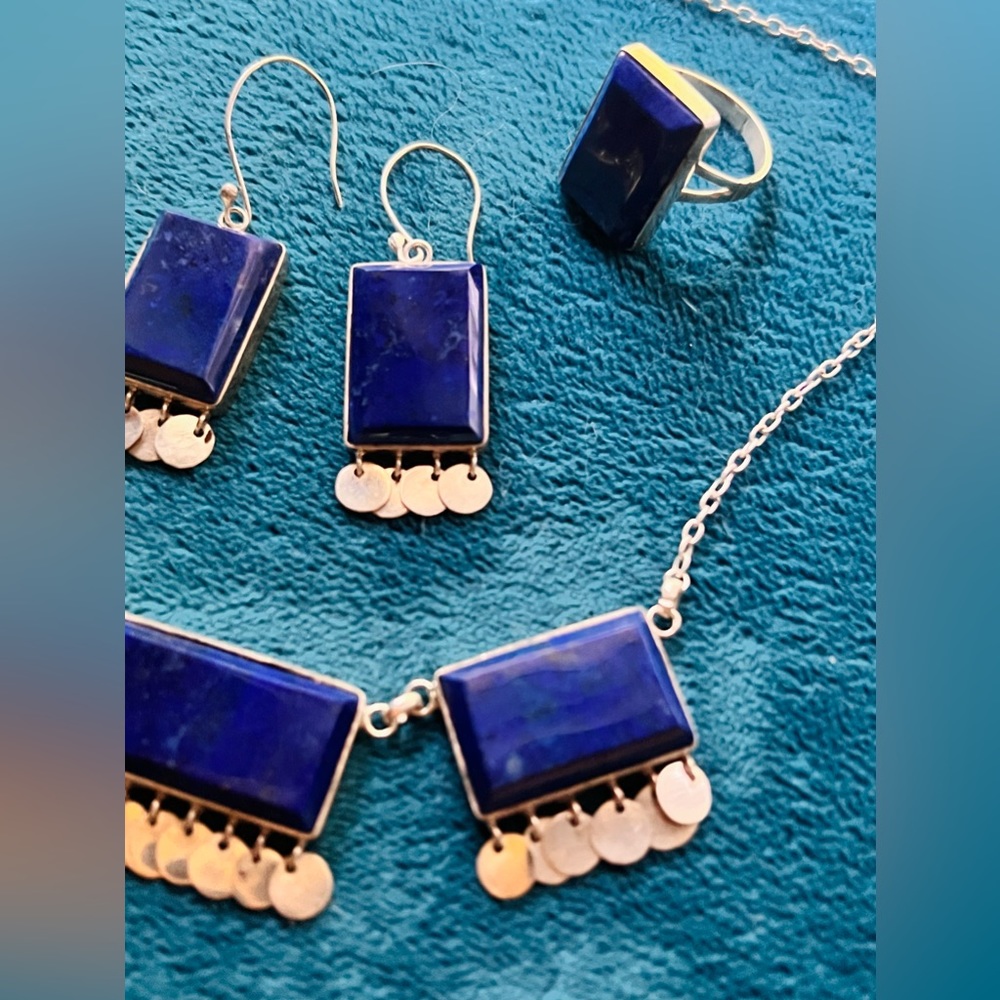 Set of Lapis lazuli with silver